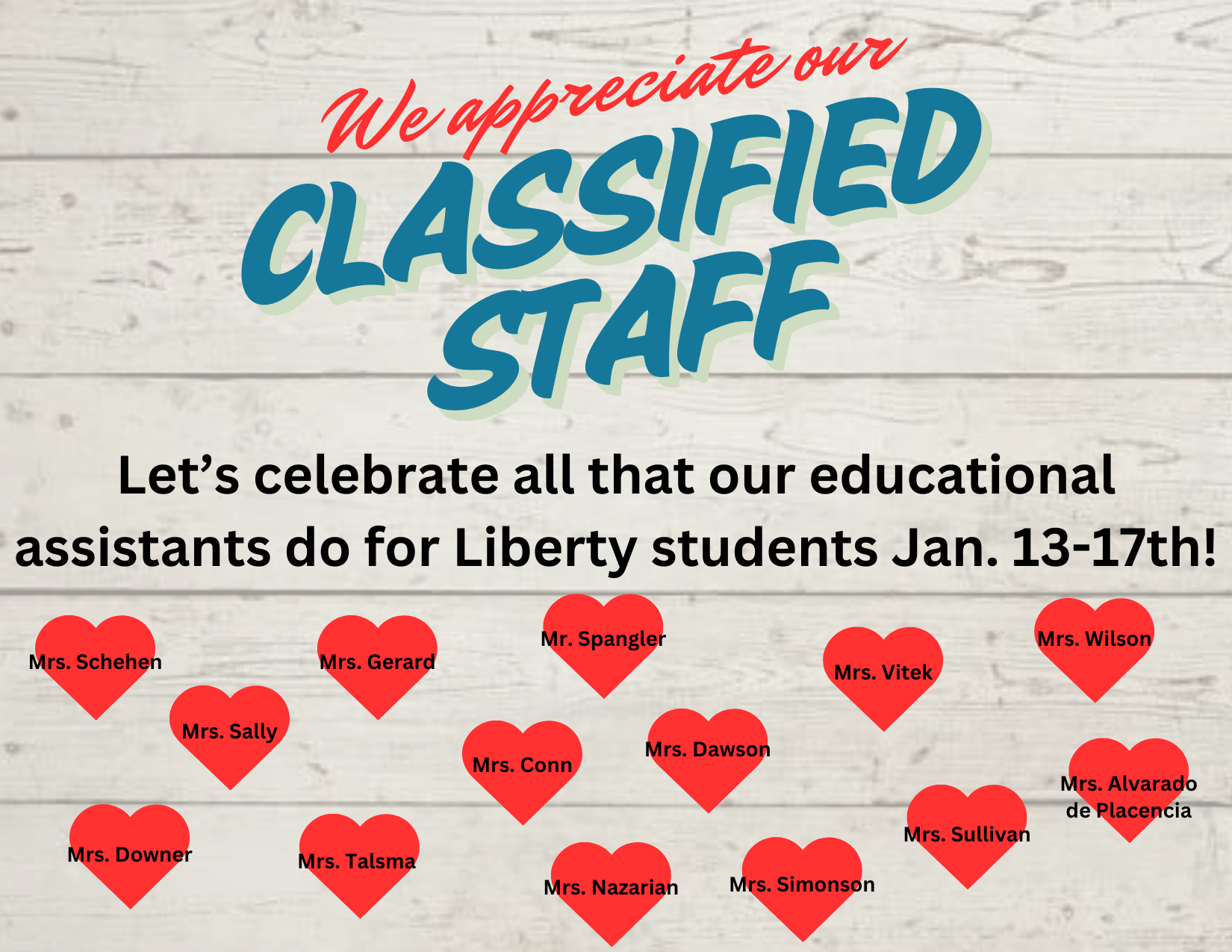 we appreciate our classified staff