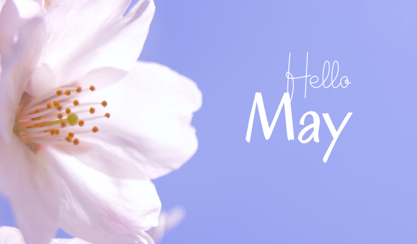 hello may with a flower